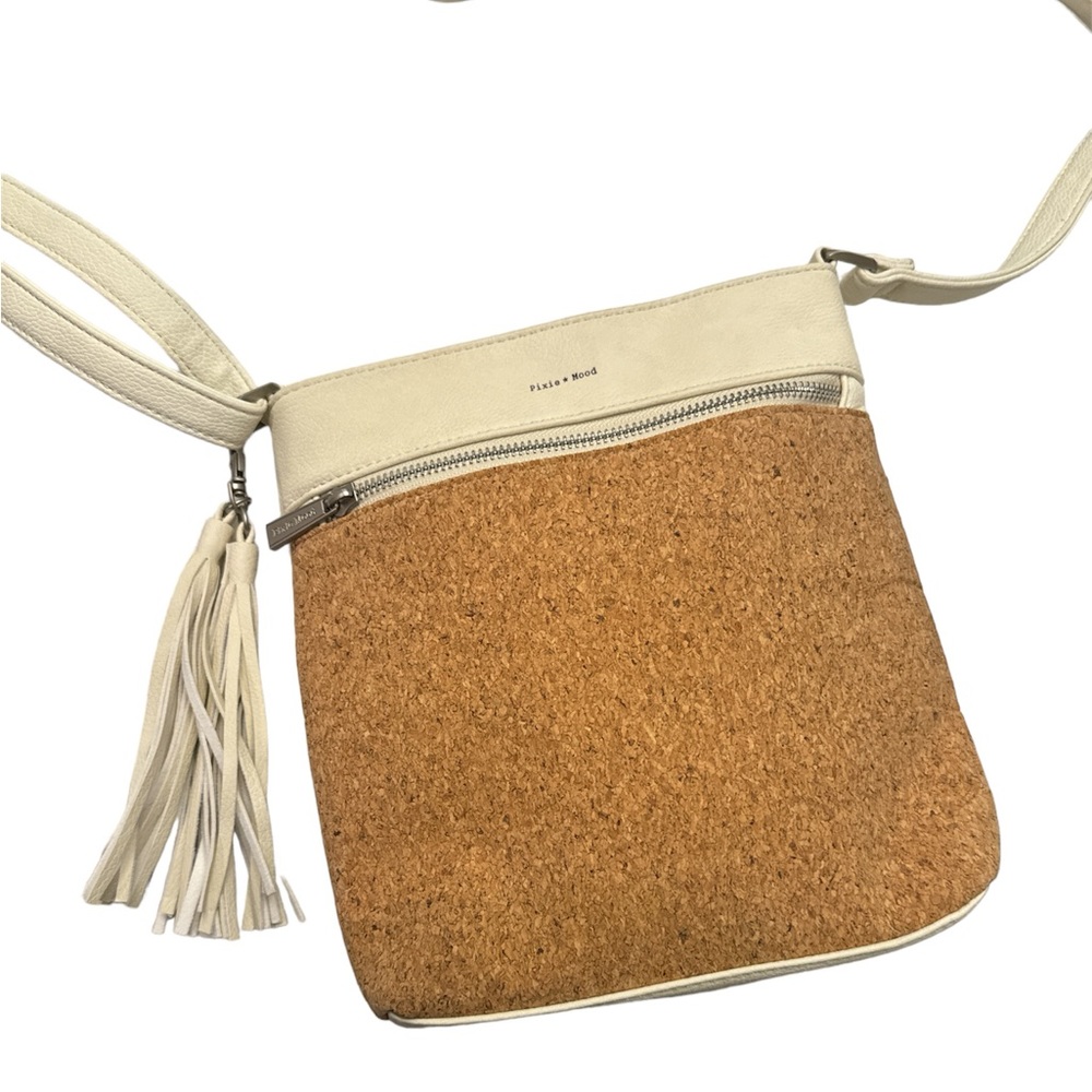 Pixie Mood Crossbody in Cream & Cork with Tassel Keychain